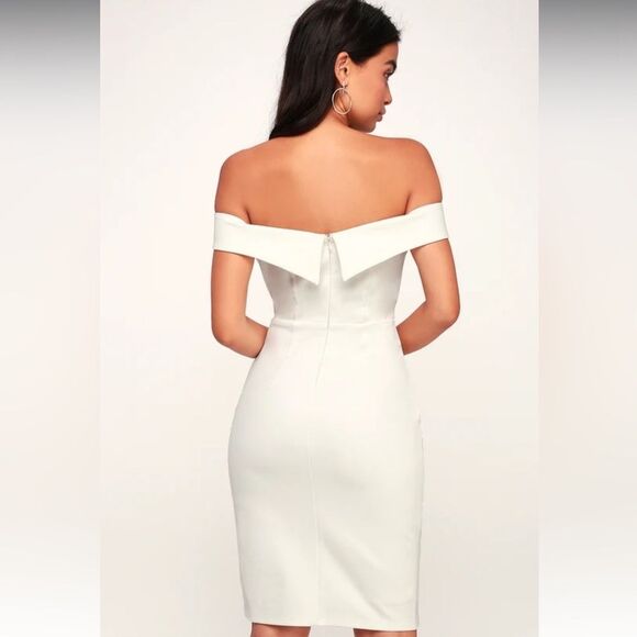 Lulus Classic Glam White Off The Shoulder Bodycon Dress Womens Small White New - Picture 4 of 12
